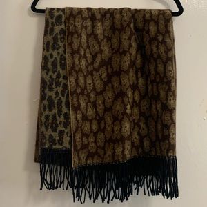Leopard Print Scarf with Fringe Bottoms